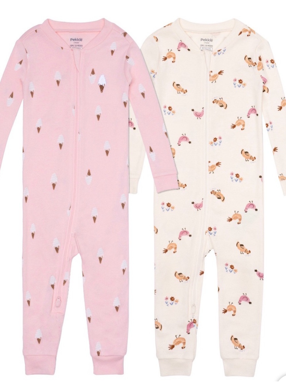 100% Organic Cotton Ice Cream and Chicken Print One-Piece Pajama Set